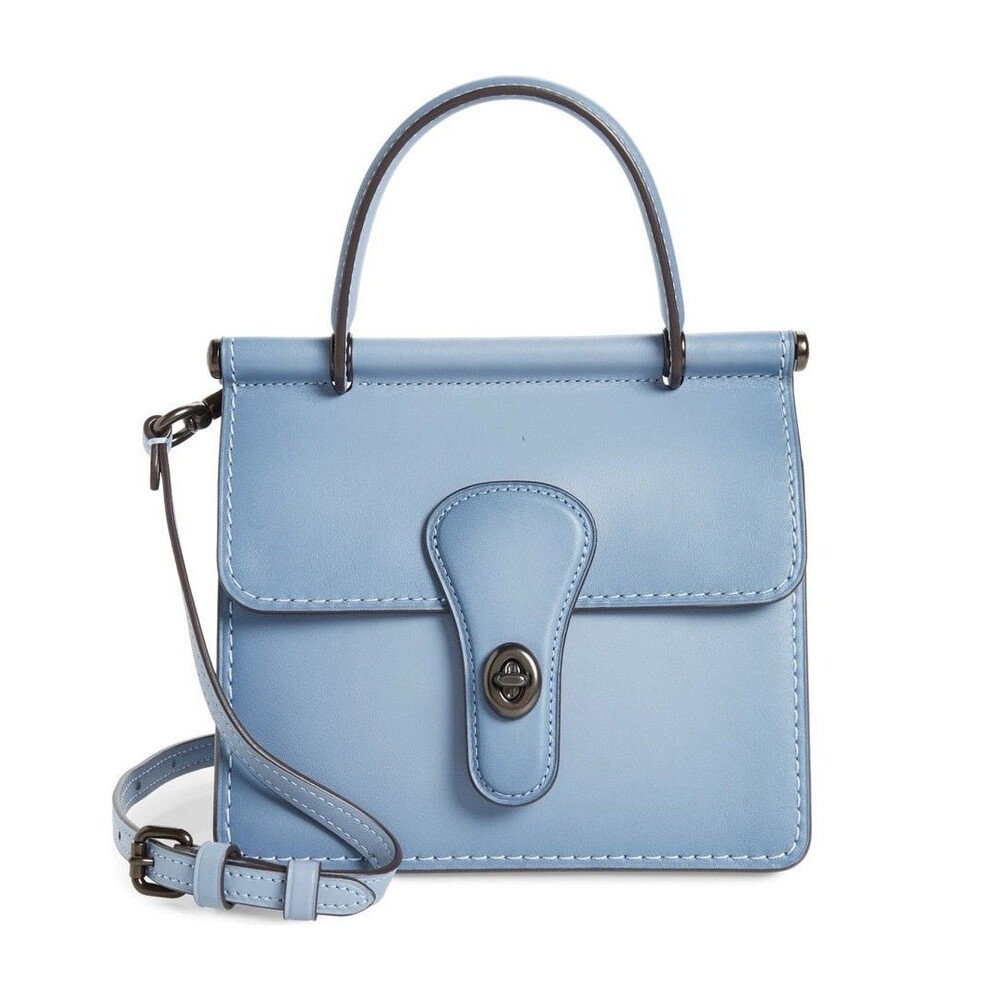 Coach 1941 Willis Top Handle 18 Leather Satchel Crossbody Bag Blue 89225 EUC